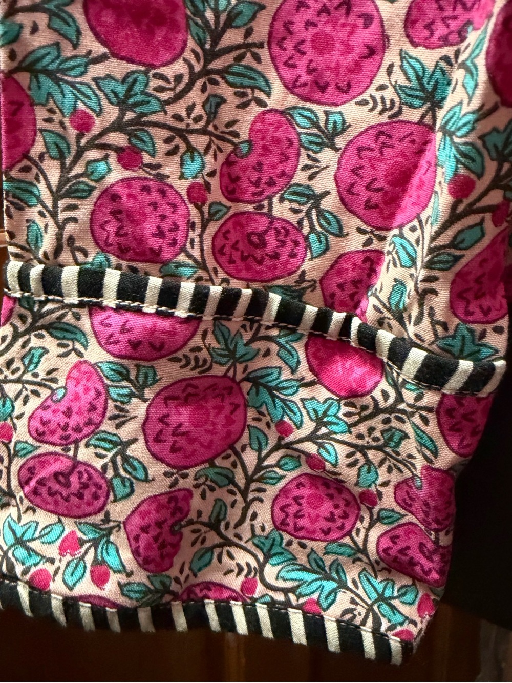 Natural Life Small Pink Floral Button Down Shirt Boho Cottagecore Contrast Trim - Picture 4 of 6